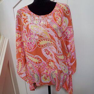Bright sorbet cape blouse